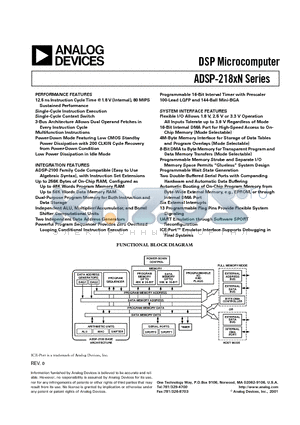 ADSP-2186NBCA-320 datasheet - DSP Microcomputer