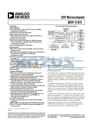 ADSP-2187LKST-160 datasheet - DSP Microcomputer