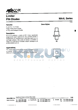 MA4L401-132 datasheet - Limiter PIN Diodes
