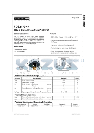 FDS2170N7 datasheet - 200V N-Channel PowerTrench MOSFET