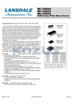 MC145502FN datasheet - PCM Codec-Filter Mono-Circuit