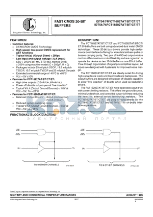 IDT54FCT162827ATPV datasheet - FAST CMOS 20-BIT BUFFERS