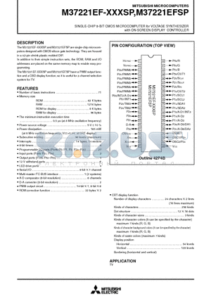 M37221EF datasheet - SINGLE-CHIP 8-BIT CMOS MICROCOMPUTER for VOLTAGE SYNTHESIZER with ON-SCREEN DISPLAY CONTROLLER