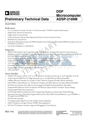 ADSP-2188M datasheet - DSP Microcomputer