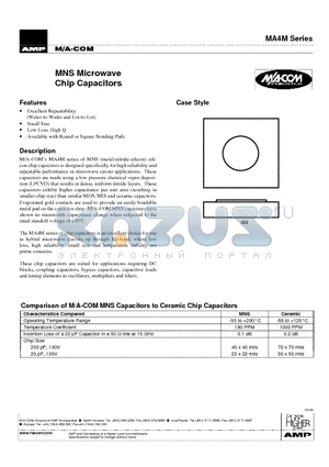 MA4M1080 datasheet - MNS Microwave Chip Capacitors