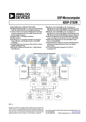 ADSP-2192M datasheet - DSP Microcomputer