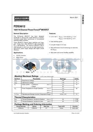 FDS3612 datasheet - 100V N-Channel PowerTrench MOSFET