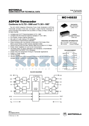 MC145532 datasheet - ADPCM Transcoder