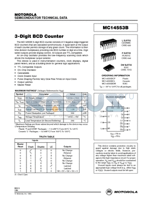 MC14553B datasheet - 3-Digit BCD Counter