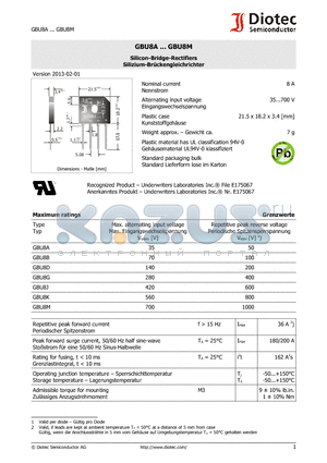 GBU8G datasheet - Silicon-Bridge-Rectifiers