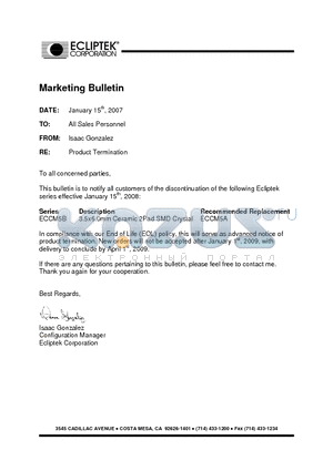 ECCM5B6FA-S-32.000MTR datasheet - CRYSTAL