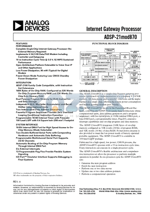 ADSP-21MOD870 datasheet - Internet Gateway Processor