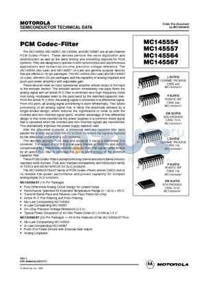 MC145557 datasheet - PCM Codec-Filter