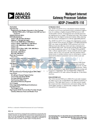ADSP-21MOD970-110 datasheet - Multiport Internet Gateway Processor Solution