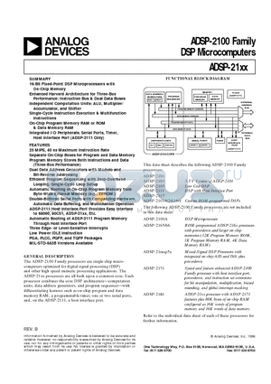 ADSP-21XX1111 datasheet - ADSP-2100 Family DSP Microcomputers