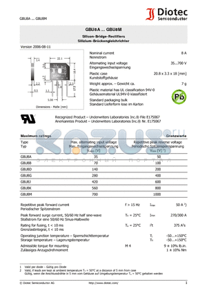 GBU8J datasheet - Silicon-Bridge-Rectifiers