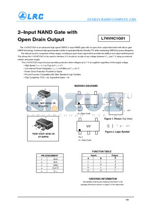 L74VHC1G01 datasheet - 2-Input NAND Gate with Open Drain Output