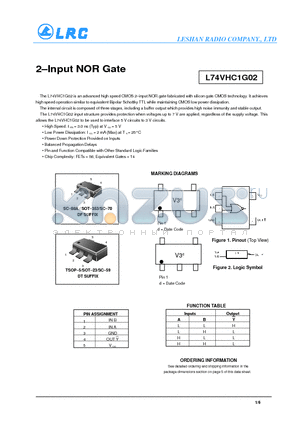 L74VHC1G02 datasheet - 2-Input NOR Gate