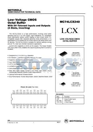 MC145572PB datasheet - LOW-VOLTAGE CMOS OCTAL BUFFER