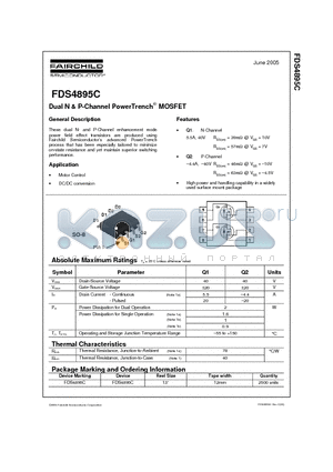 FDS4895C datasheet - Dual N & P-Channel PowerTrench MOSFET