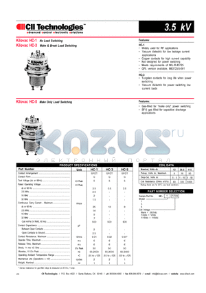 HC-1/12VDC datasheet - Make & Break Load Switching