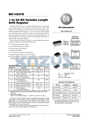 MC14557BDW datasheet - 1-to-64 Bit Variable Length Shift Register