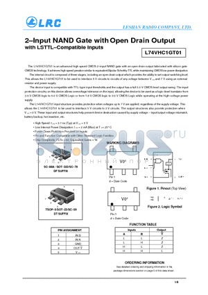 L74VHC1GT01DFT4 datasheet - 2-Input NAND Gate with Open Drain Output with LSTTL-Compatible Inputs