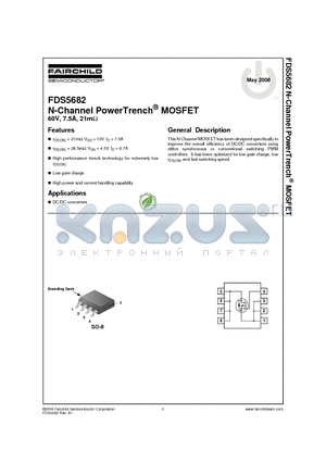FDS5682_08 datasheet - N-Channel PowerTrench MOSFET 60V, 7.5A, 21m ohm