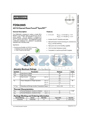 FDS6299S_07 datasheet - 30V N-Channel PowerTrench^ SyncFET