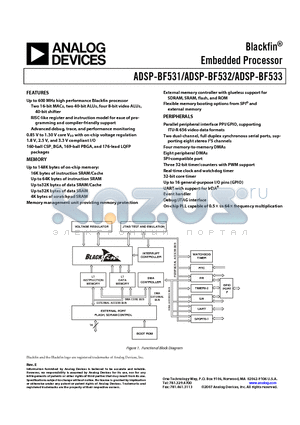 ADSP-BF531WYBZ-4A datasheet - Blackfin^ Embedded Processor