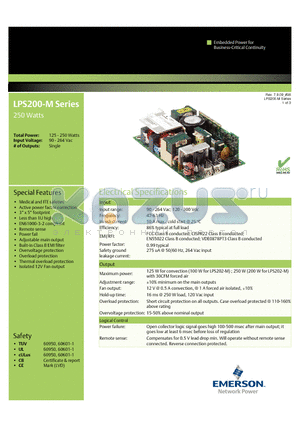 LPS204-M datasheet - 250 Watts Medical and ITE safeties