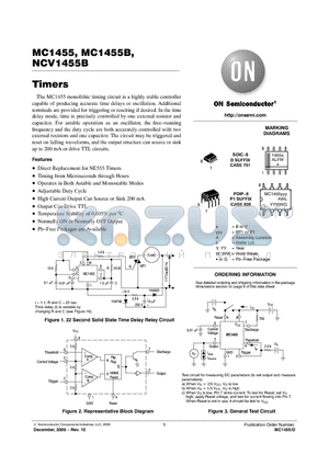 MC1455DR2G datasheet - Timers Direct Replacement for NE555 Timers Adjustable Duty Cycle