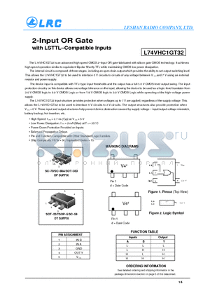 L74VHC1GT32DFT1 datasheet - 2-Input OR Gate with LSTTL-Compatible Inputs