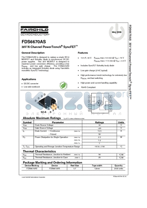 FDS6670AS_08 datasheet - 30V N-Channel PowerTrench^ SyncFET