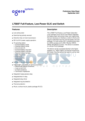 L7585F datasheet - Full-Feature,Low-Power SLIC and Switch