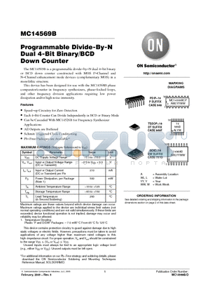 MC14569BDW datasheet - Programmable Divide-By-N Dual 4-Bit Binary/BCD Down Counter
