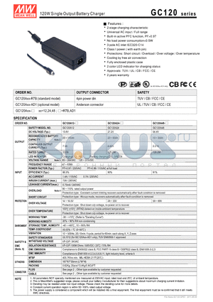 GC120A12-AD1 datasheet - 120W Single Output Battery Charger