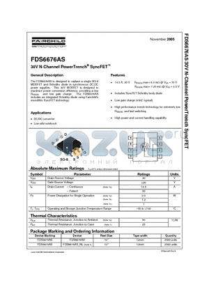 FDS6676AS datasheet - 30V N-Channel PowerTrench^ SyncFET