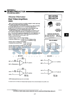 MC14576AP datasheet - DUAL VIDEO AMPLIFIERS CMOS