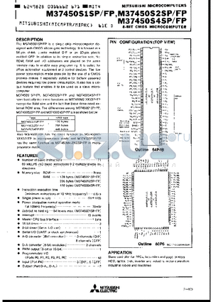M37450S2FP datasheet - 8 BIT CMOS MICROCOMPUTER