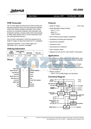 HC-5560 datasheet - PCM Transcoder
