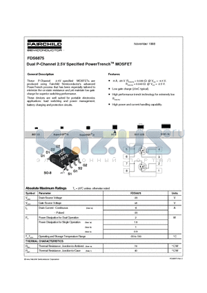 FDS6875 datasheet - Dual P-Channel 2.5V Specified PowerTrenchTM MOSFET