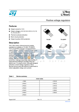 L7805CD2T-TR datasheet - Positive voltage regulators