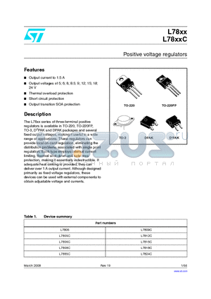 L7805CD2T-TR datasheet - Positive voltage regulators