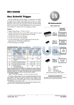 MC14584BDG datasheet - Hex Schmitt Trigger
