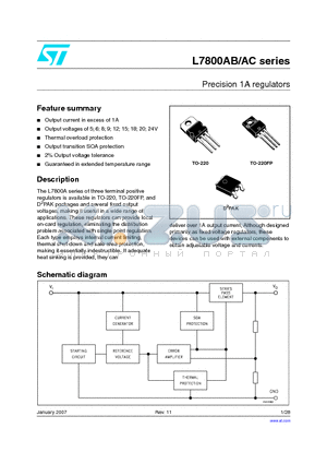 L7806ACP datasheet - Precision 1A regulators