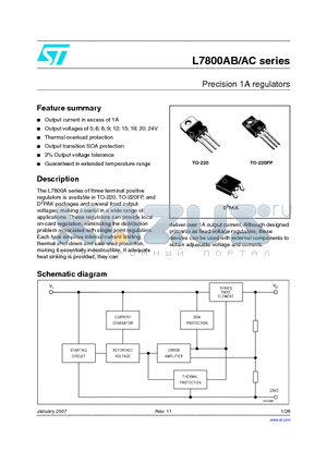 L7806ACD2T-TR datasheet - Precision 1A regulators