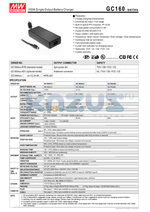 GC160A48 datasheet - 160W Single Output Battery Charger