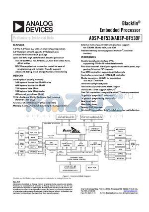 ADSP-BF539WBBCZ5F4 datasheet - Blackfin Embedded Processor
