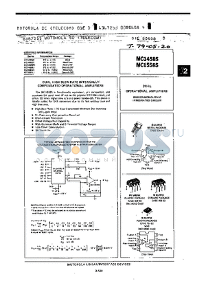 MC1458S datasheet - DUAL OPERATIONAL AMPLIFIERS SILICON MONOLITHIC INTEGRATED CIRCUIT
